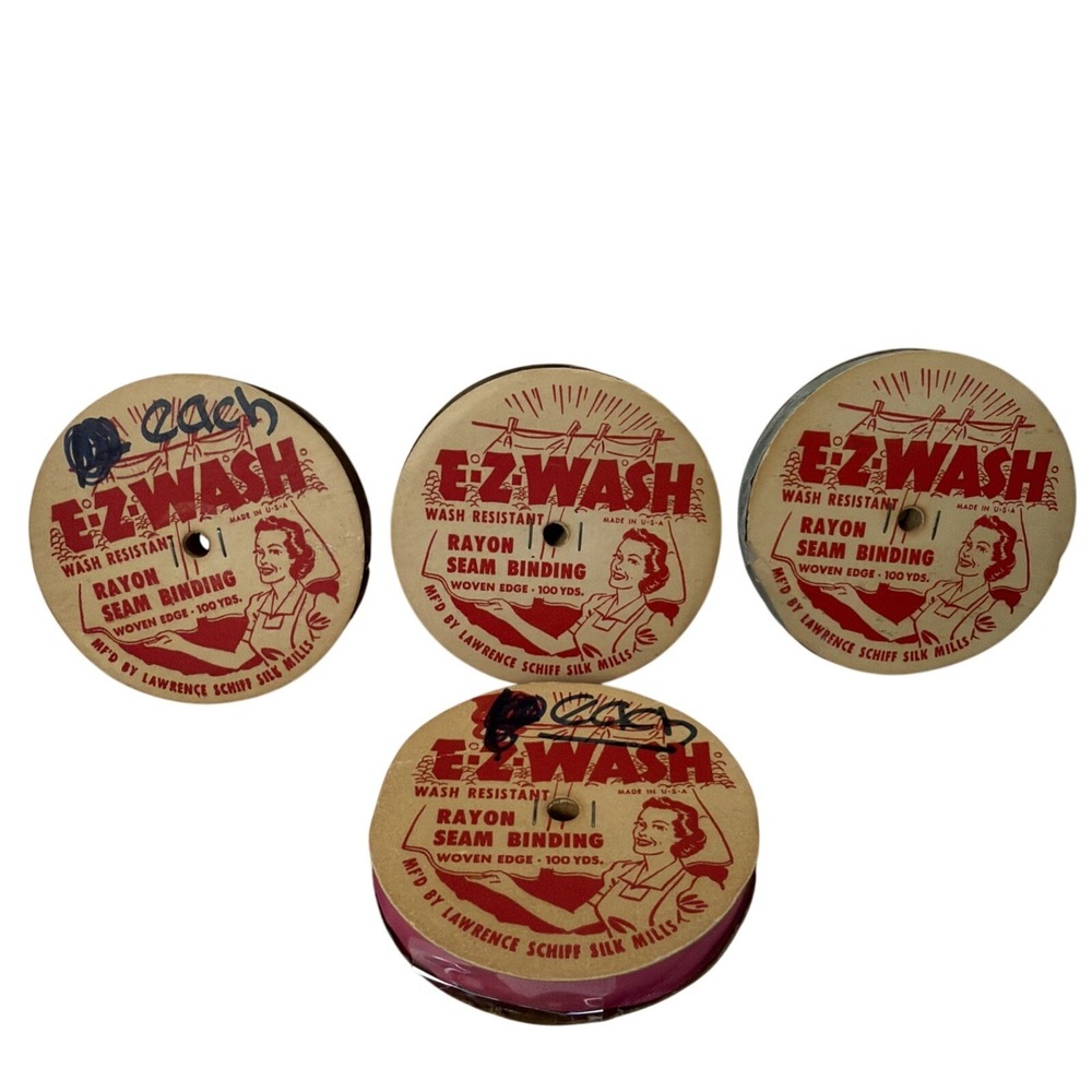 Lot of 4 random mix colors of e-z Wash vintage rayon seam binding ribbon
